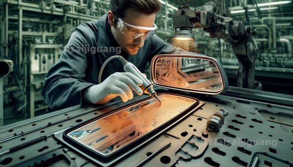 后視鏡（加熱片）激光蝕刻線路與傳統酸洗的對比